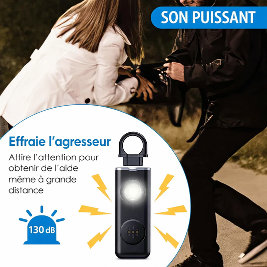 Alarme Personnelle Rechargeable 130 dB – Dispositif d’Alerte Compact Haute Puissance