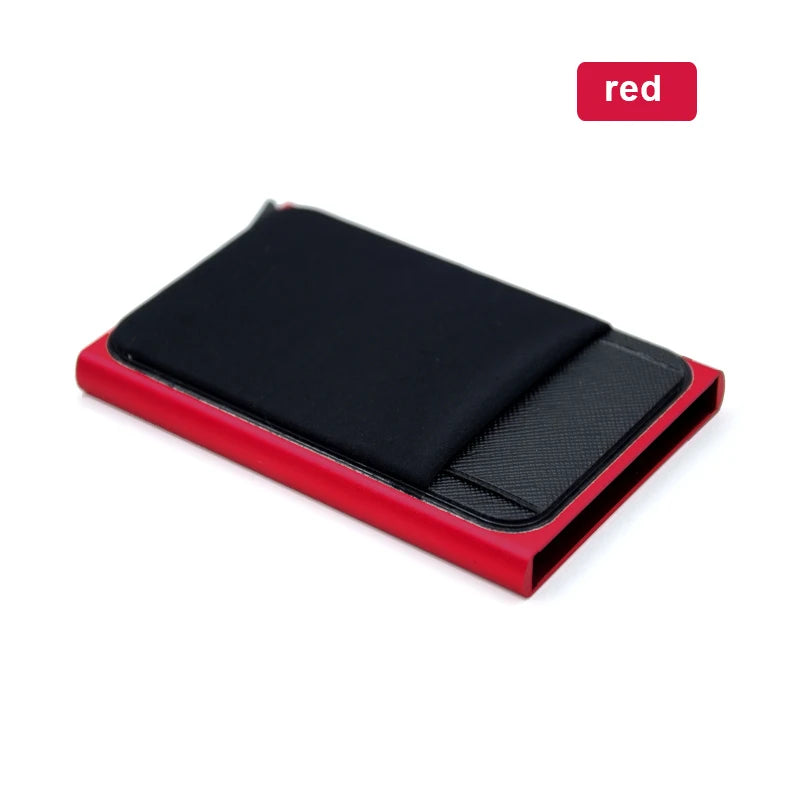 Porte‑Cartes RFID en Aluminium – Mécanisme Pop‑Up Automatique et Pochette Élastique