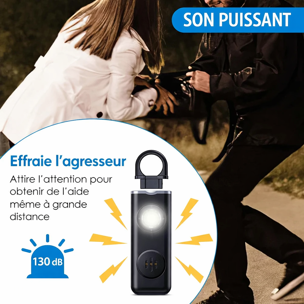 Alarme Personnelle Rechargeable 130 dB – Dispositif d’Alerte Compact Haute Puissance