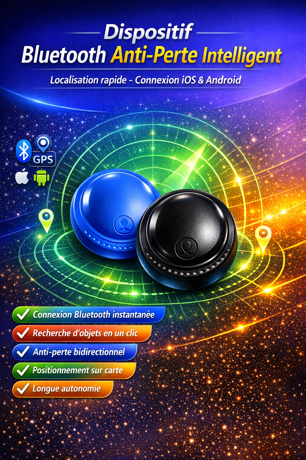 Mini GPS Tracker Device Smart Anti-Lost Reminder For Car Pets Kids Bag Bluetooth Air Tag Finder Tracking Locator For IOS Android