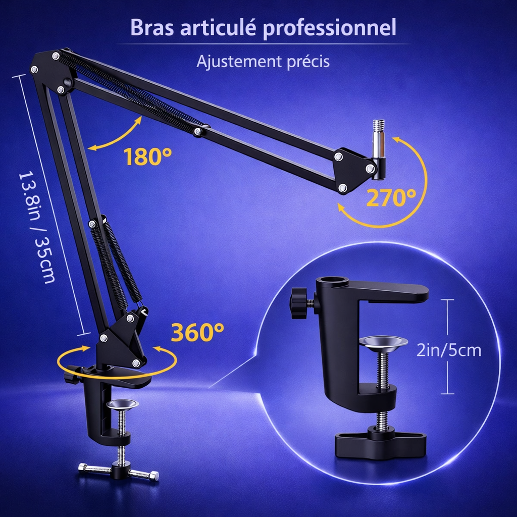 Support Microphone Réglable