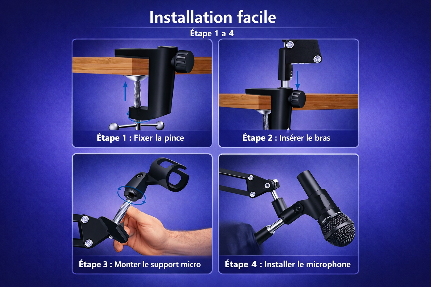 Support Microphone Réglable