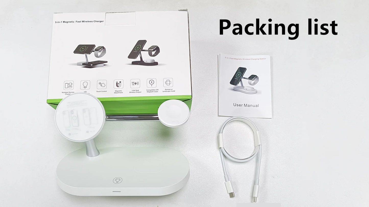 Chargeur Sans Fil 3‑en‑1 MagSafe pour iPhone 12 à 17, Apple Watch & AirPods – Charge Rapide