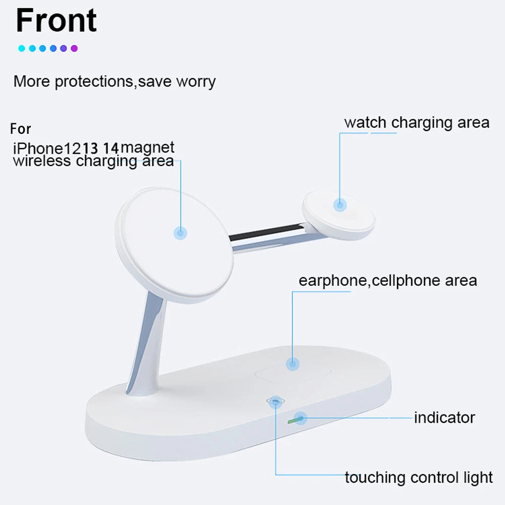 Chargeur Sans Fil 3‑en‑1 MagSafe pour iPhone 12 à 17, Apple Watch & AirPods – Charge Rapide