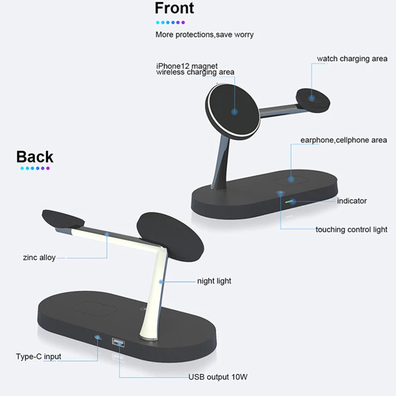 Chargeur Sans Fil 3‑en‑1 MagSafe pour iPhone 12 à 17, Apple Watch & AirPods – Charge Rapide