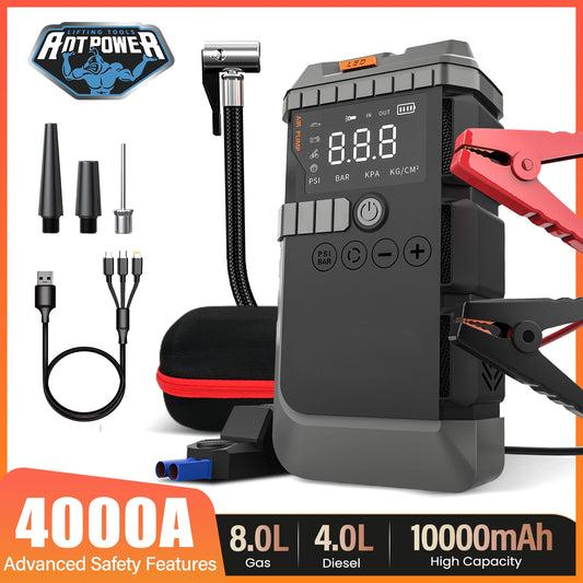 Booster Auto 4000A – Jump Starter 4‑en‑1 avec Compresseur 150PSI
