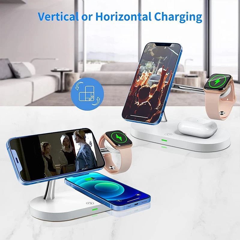 Chargeur Sans Fil 3‑en‑1 MagSafe pour iPhone 12 à 17, Apple Watch & AirPods – Charge Rapide