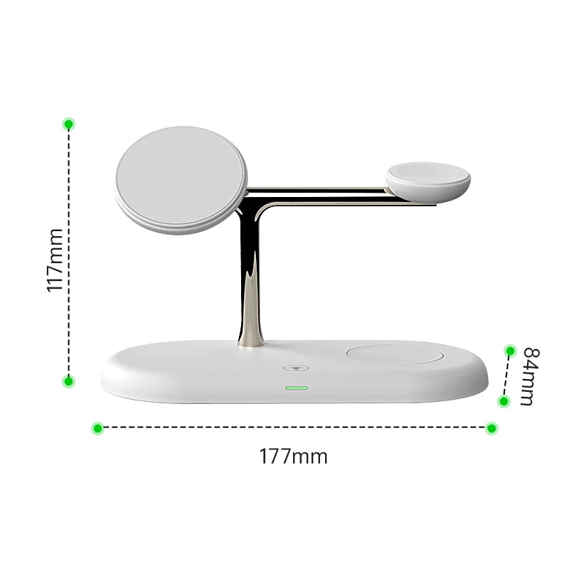 Chargeur Sans Fil 3‑en‑1 MagSafe pour iPhone 12 à 17, Apple Watch & AirPods – Charge Rapide