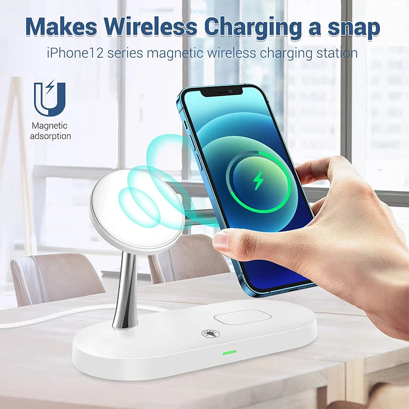 Chargeur Sans Fil 3‑en‑1 MagSafe pour iPhone 12 à 17, Apple Watch & AirPods – Charge Rapide