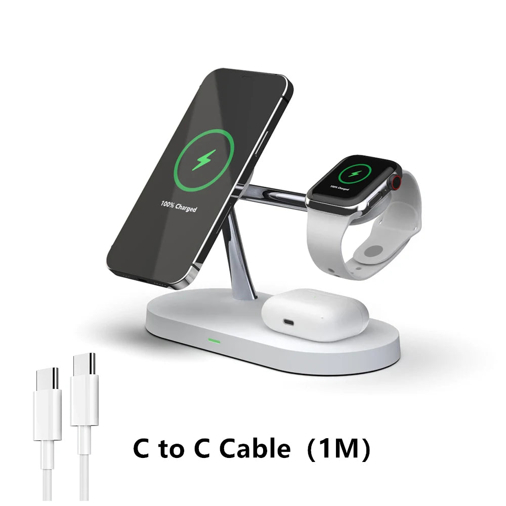 Chargeur Sans Fil 3‑en‑1 MagSafe pour iPhone 12 à 17, Apple Watch & AirPods – Charge Rapide