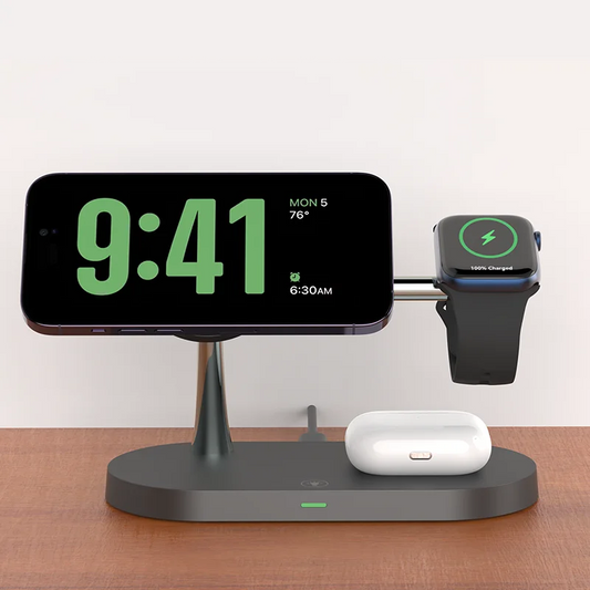 Chargeur Sans Fil 3‑en‑1 MagSafe pour iPhone 12 à 17, Apple Watch & AirPods – Charge Rapide